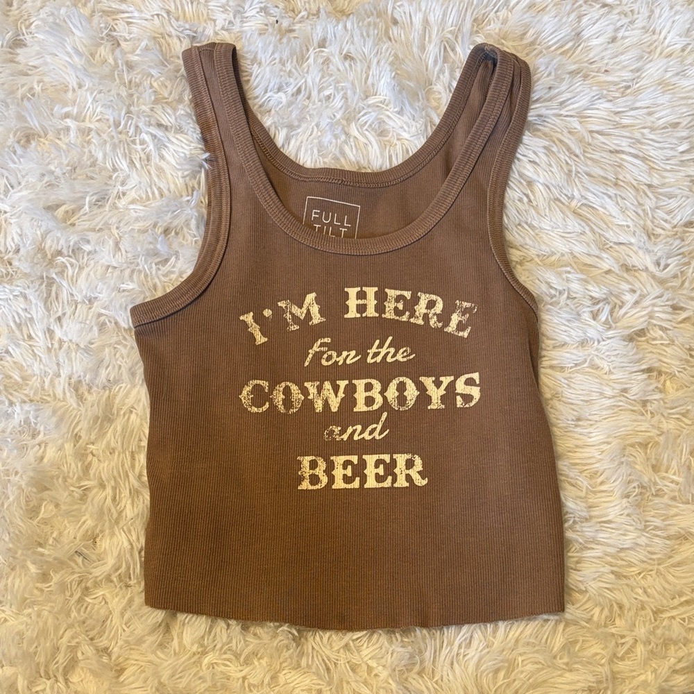 Full Tilt Brown Graphic Tank Top